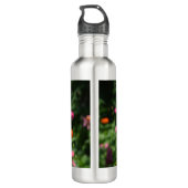 Orangefarbener Garten, Zinnia, Kosmo, Sonnenblumen Edelstahlflasche (Rückseite)