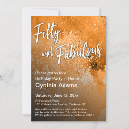 Orangefarbener Glitzer 50 und fabelhaft Einladung