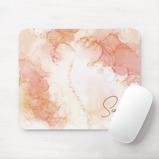 Orangefarbener Glitzer für Aquarellfarben Mousepad (Mit Mouse)