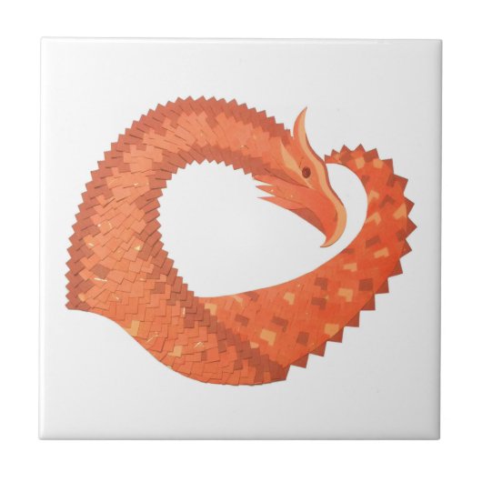 Orangefarbener Herzdrache Fliese (Vorderseite)
