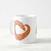 Orangefarbener Herzdrache in Weiß Kaffeetasse (Vorderseite Links)