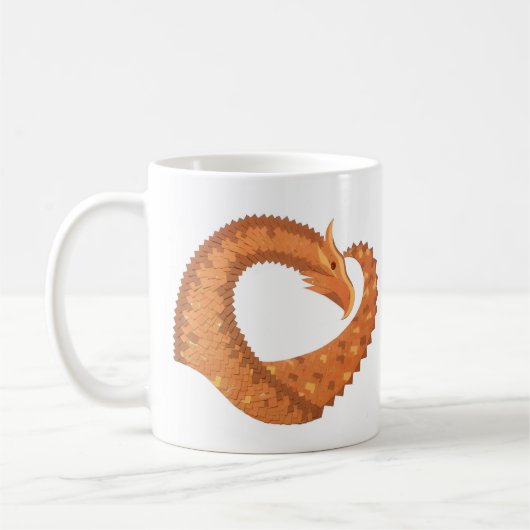 Orangefarbener Herzdrache in Weiß Kaffeetasse (Links)
