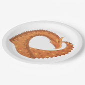 Orangefarbener Herzdrache in Weiß Pappteller (Schrägansicht)