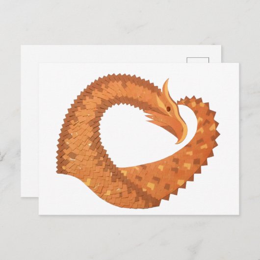 Orangefarbener Herzdrache in Weiß Postkarte (Vorne/Hinten)