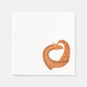 Orangefarbener Herzdrache in Weiß Serviette (Vorderseite)