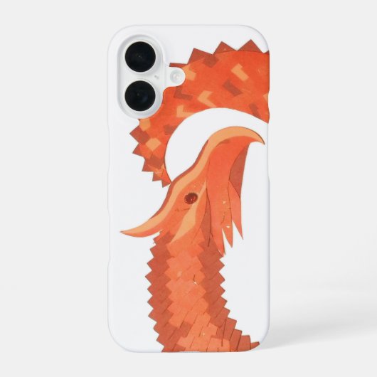 Orangefarbener Herzdrache iPhone 16 Hülle (Rückseite)