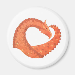 Orangefarbener Herzdrache Magnet