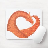 Orangefarbener Herzdrache Mousepad (Mit Mouse)