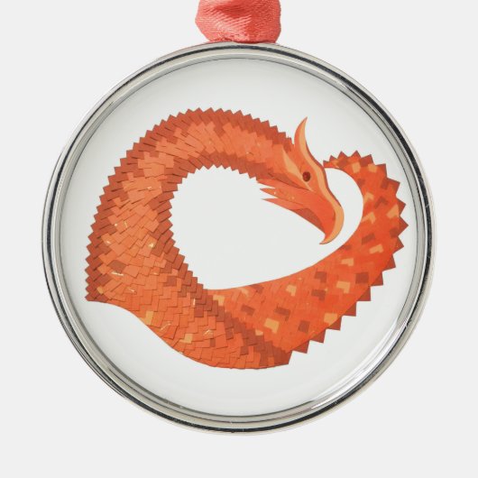 Orangefarbener Herzdrache Ornament Aus Metall (Vorne)