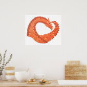 Orangefarbener Herzdrache Poster (Küche)