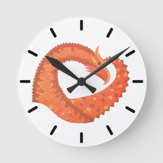 Orangefarbener Herzdrache Runde Wanduhr (Vorderseite)