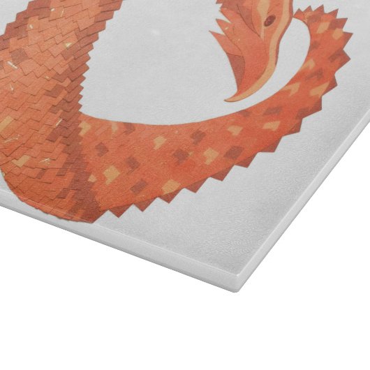 Orangefarbener Herzdrache Schneidebrett (Ecke)