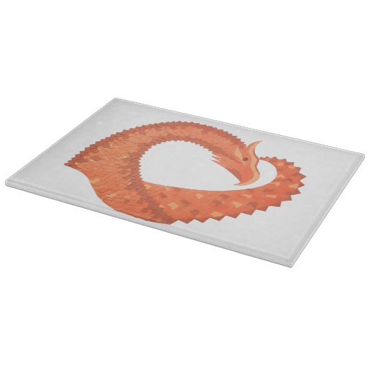 Orangefarbener Herzdrache Schneidebrett (Ecke)