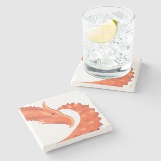 Orangefarbener Herzdrache Steinuntersetzer (Seitenansicht)