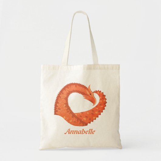 Orangefarbener Herzdrache Tragetasche (Vorne)