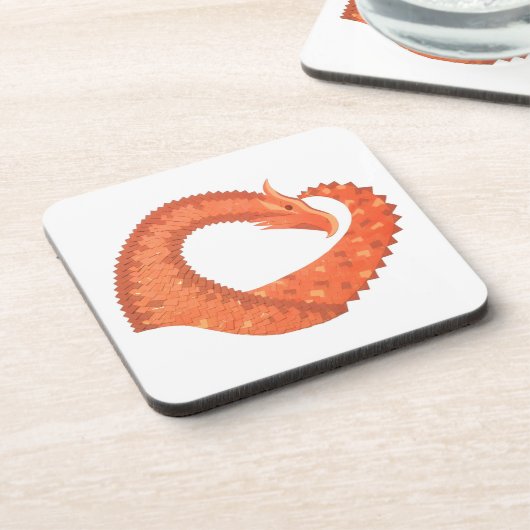 Orangefarbener Herzdrache Untersetzer (Linke Seite)
