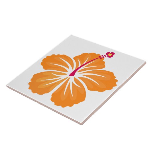 Orangefarbener Hibiskus Fliese (Seite)