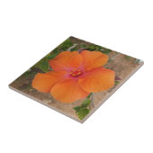 Orangefarbener Hibiskus Fliese (Seite)