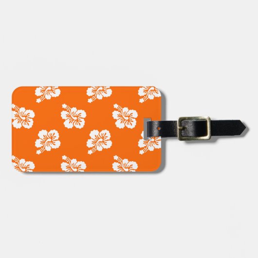 Orangefarbener Hibiskus Gepäckanhänger (Vorderseite horizontal)