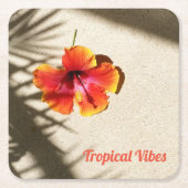 Orangefarbener Hibiskus Tropenblume Rechteckiger Pappuntersetzer (Vorderseite)