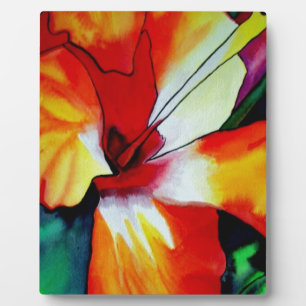 Orangefarbener Hibiskus Tropische Blume Aquarellku Fotoplatte