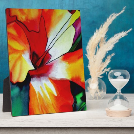 Orangefarbener Hibiskus Tropische Blume Aquarellku Fotoplatte (Seite)