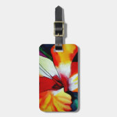 Orangefarbener Hibiskus Tropische Blume Aquarellku Gepäckanhänger (Vorderseite vertikal)