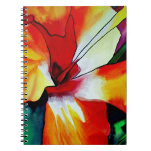 Orangefarbener Hibiskus Tropische Blume Aquarellku Notizblock
