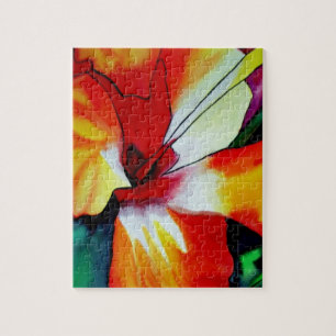 Orangefarbener Hibiskus Tropische Blume Aquarellku Puzzle