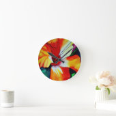 Orangefarbener Hibiskus Tropische Blume Aquarellku Runde Wanduhr (Zuhause)