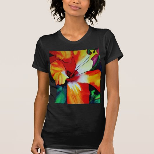 Orangefarbener Hibiskus Tropische Blume Aquarellku T-Shirt (Vorderseite)