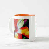 Orangefarbener Hibiskus Tropische Blume Aquarellku Zweifarbige Tasse (Vorderseite Links)