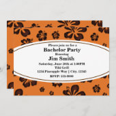 Orangefarbener Hibiskus Tropischer Retro Einladung (Vorne/Hinten)