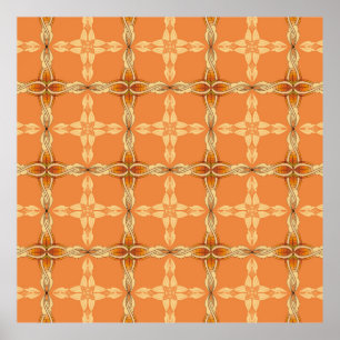 Orangefarbener Hintergrund mit wiederholten Stamme Poster