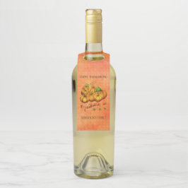 Orangefarbener Hintergrund und Pumpkins Flaschenanhänger