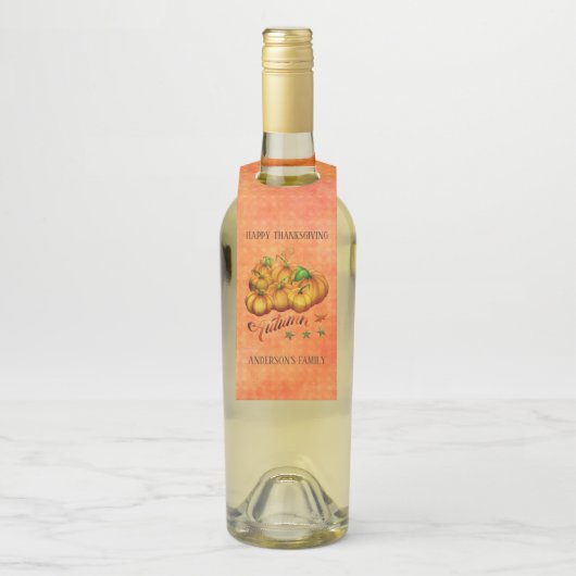 Orangefarbener Hintergrund und Pumpkins Flaschenanhänger (Auf Flasche)