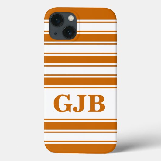 Orangefarbener Horizontalstreifen mit Monogramm Case-Mate iPhone Hülle (Rückseite)