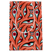 Orangefarbener Horror mit bösen Augen, dunkelrot Mittlere Geschenktüte (Vorderseite)