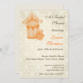 Orangefarbener Käfig, ElfenbeinDamast Einladung (Vorne/Hinten)