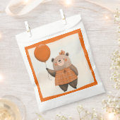 Orangefarbener Karierter Kleiderbär mit Haarbow Geschenktütchen (Ausgeschnitten)