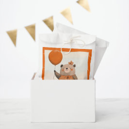 Orangefarbener Karierter Kleiderbär mit Haarbow Geschenktütchen