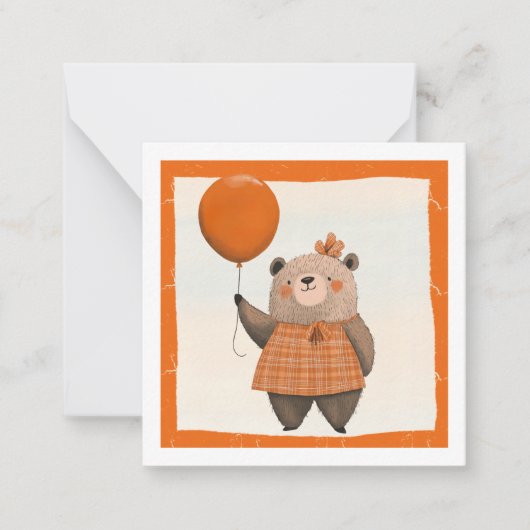 Orangefarbener Karierter Kleiderbär mit Haarbow Mitteilungskarte (Vorderseite)