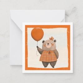 Orangefarbener Karierter Kleiderbär mit Haarbow Mitteilungskarte
