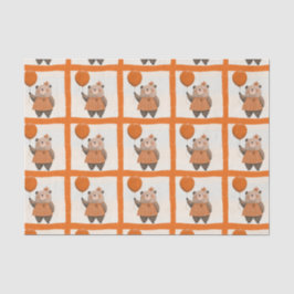 Orangefarbener Karierter Kleiderbär mit Haarbow Seidenpapier