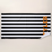 Orangefarbener klassischer Cabana-Streifen Strandtuch (Vorderseite)