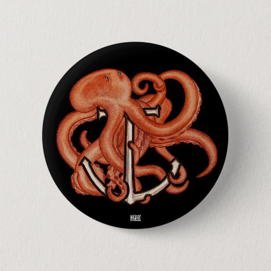 Orangefarbener Kraken über Anker Button (Vorderseite)