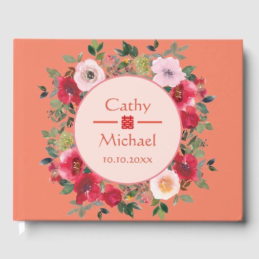 Orangefarbener Kranz Gästebuch (Vorderseite)