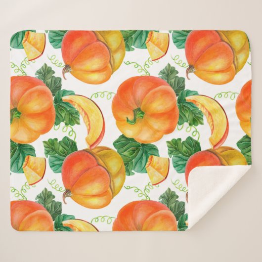 Orangefarbener Kürbis auf weißem Hintergrund. Naht Sherpadecke (Vorderseite (Horizontal))