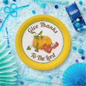 Orangefarbener Kürbis, gelber Erntedank Pappteller (Party)