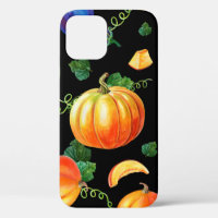 Orangefarbener Kürbis, gestreifter Zucchini, blaue